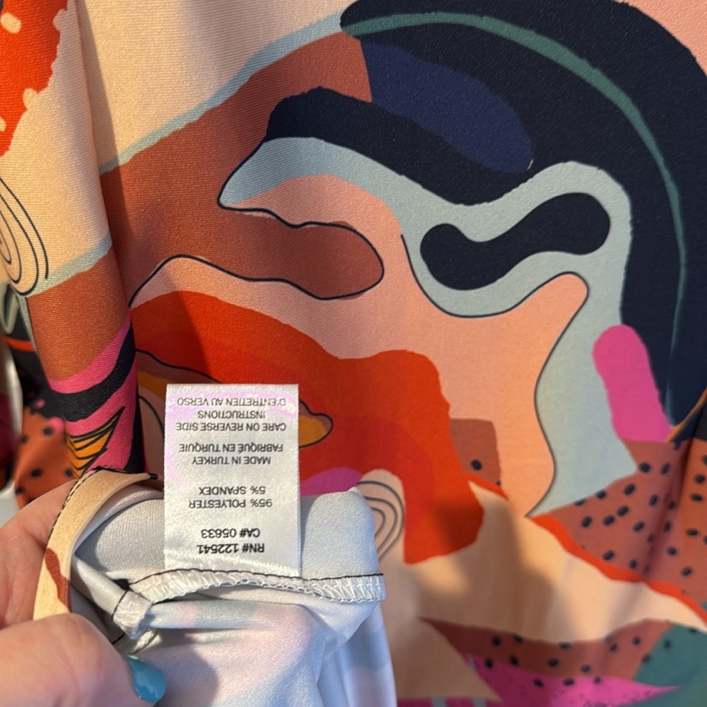 Isle By Melis Lozan Colorful Shift Dress 3/4 Sleeves - Picture 5 of 5